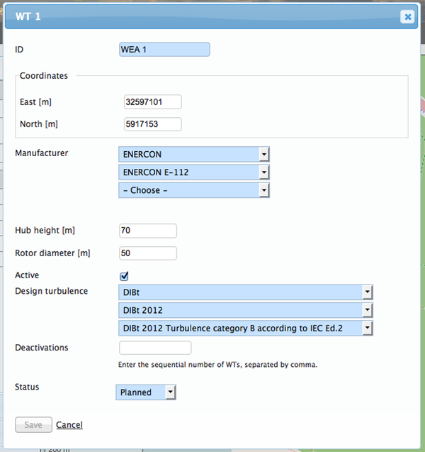 Editor dialog with incomplete WT type selection