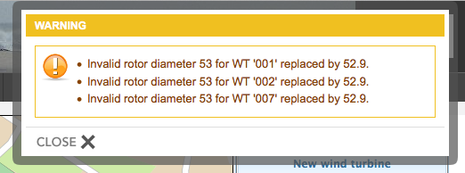 Message regarding invalid rotor diameters