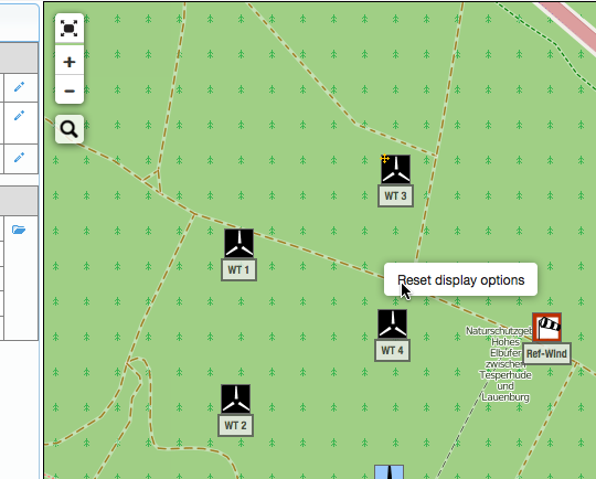 Context menu in the map