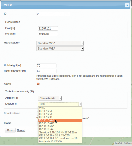 WT editor presenting the new turbulence intensity settings